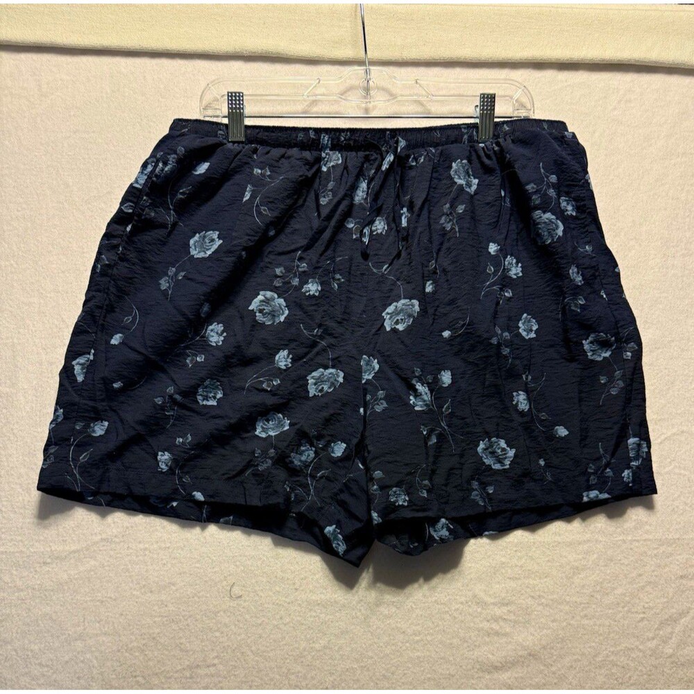 Torrid Navy Floral Sleep Shorts XL Regular Drawstring Elastic Waist